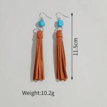 Bohemian Vintage Style Velvet Tassel Irregular Turquoise Pendant Women's Earrings Suitable For Party And Commuting - XY-1466 - Xem 3