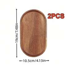 1/2/3/5pcs Versatile Japanese-Inspired Wooden Tray & Coaster Set - Ideal For Fruits, Cheese, Cakes, Breads, Tea, Coffee & Breakfast - Durable Oval Solid Wood Serving Plates - Rust Brown - View 10