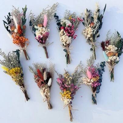 1/2/3/4/6/8/10/12pcs Natural Mini Dried Flower Bouquet, Home Decor, Cake Decor, Mailbox Gift, Bridal Bouquet Wedding Decor, Small Dried Flower Bunch, Cake Decoration