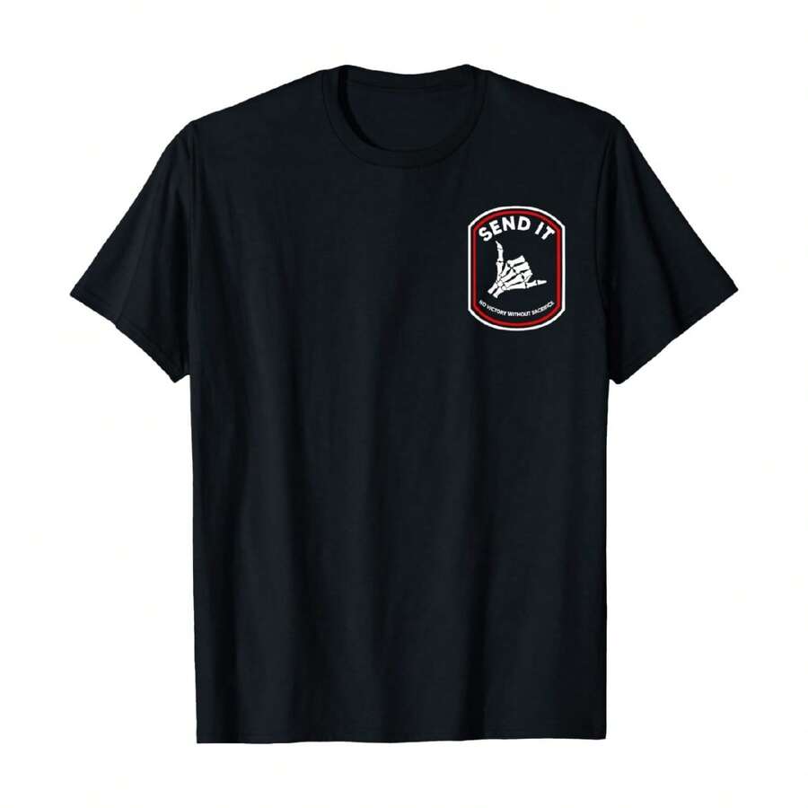 Send It No Victory Without Sacrifice Hand Bone (2 Sides) T-Shirt - 黑色3 - 查看 1