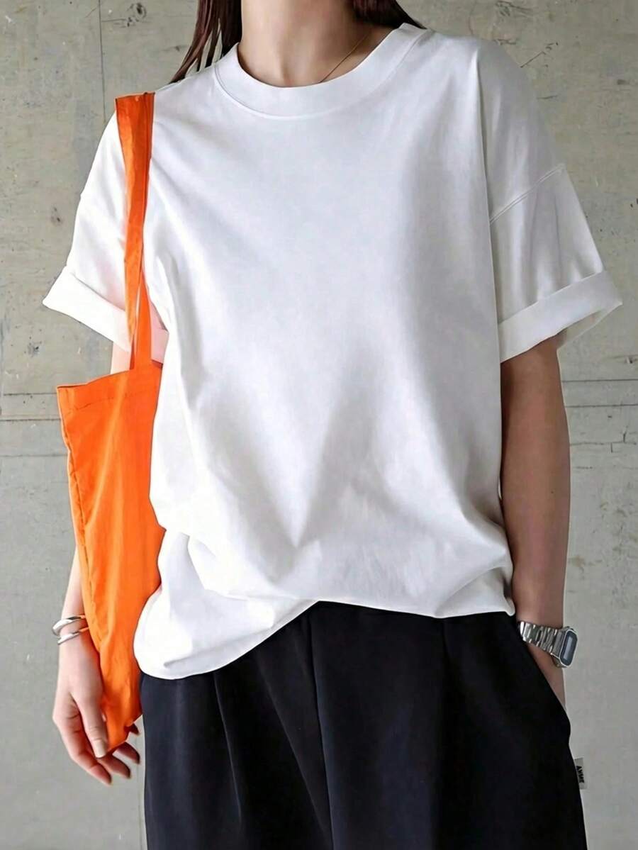 Domestic Shipping. New For Fall. Black Long-Sleeved T-Shirt For Women. Printed, Loose-Fitting, Korean-Style Top. Fall Clothing. Y2K Top. Korean Casual. Oversized. - White - View 1