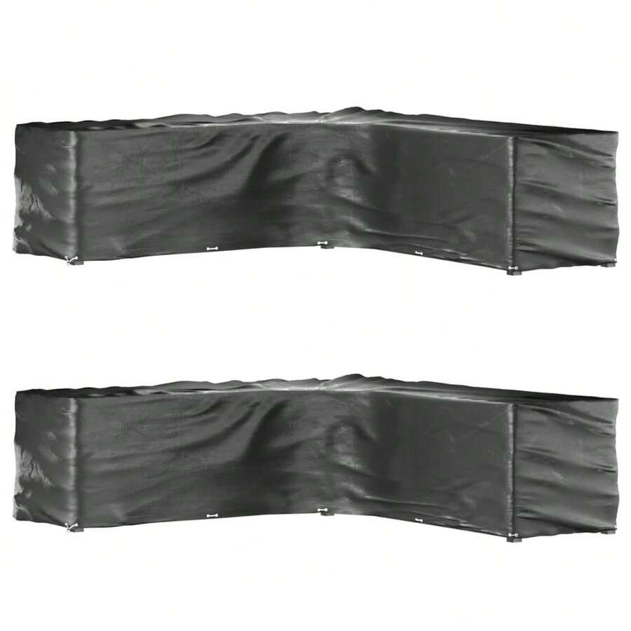 vidaXL Gartenmöbel-Abdeckungen in L-Form, 2 Stück, 20 Ösen, 300x300x90 cm - Noir - Voir 1