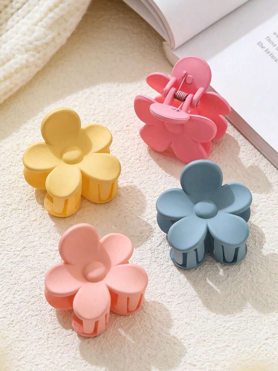1个可爱花朵爪夹，简约时尚，百搭发夹，适合女孩佩戴 - 彩色 - 查看 1