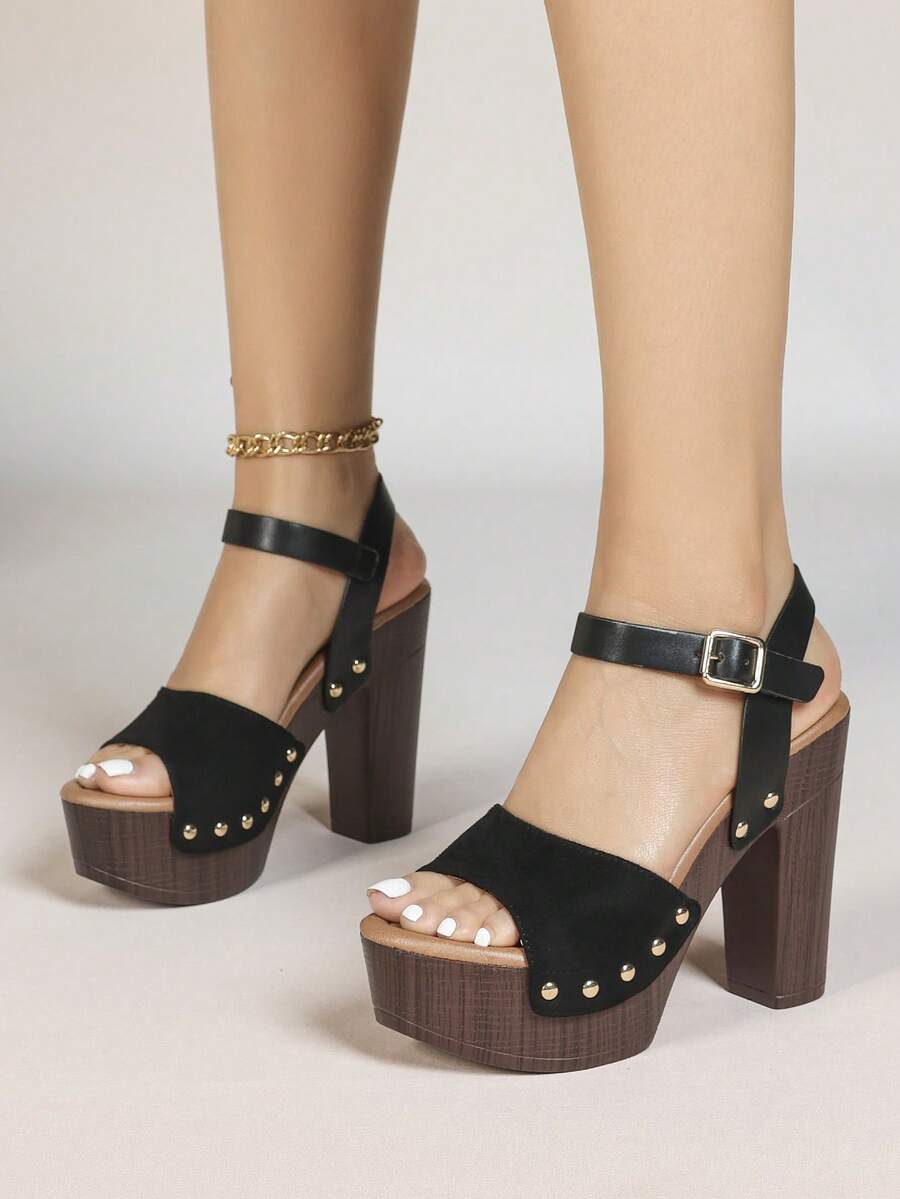 2026 Summer New Sexy Thick Heel High Heel Sandals, Thick Sole Slip-On Peep Toe Slippers For Women