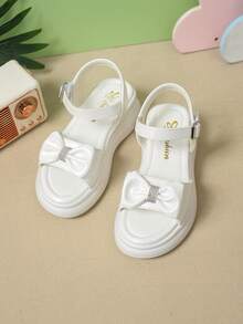 2026新款女童高跟凉鞋，厚底沙滩鞋，PU内里，舒适柔软，女童高跟鞋 - 白色 - 查看 4