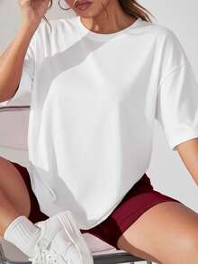 Home Casual Crew Neck T-Shirt Shorts Set - Red and White - View 1
