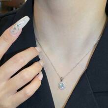 1pc Exquisite 1-3 Carat Moissanite Diamond Women's Pendant Necklace, Lab Created D Color VVS1 Clarity Moissanite, 925 Sterling Silver Necklace With Certificate - 銀色 - 查看 3