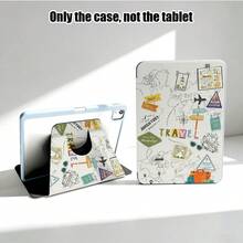 1pc Travel Pattern Flip Cover Desk Protective Case With Pen Slot, Compatible With IPad 10.9/10.2/Air 5th Gen/Pro 11/10th Gen/9.7/Air 2/IPad (7th Gen)/IPad (8th Gen)/IPad Air 4/5/Pad Pro 11/IPad 10.9" (2022), Smart Protective Cover, Compatible With IPad Air 13 (M3 2025)/Pad Air 11 (M3 2025)/Pad Air 11 (M3 2025)/Pad 11 (A16 2025), Supports S7/S8/S9/S6 Lite/S7+/S8+/S7FE/A7/A8/A9 - Multicolor - View 8