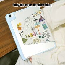 1pc Travel Pattern Flip Cover Desk Protective Case With Pen Slot, Compatible With IPad 10.9/10.2/Air 5th Gen/Pro 11/10th Gen/9.7/Air 2/IPad (7th Gen)/IPad (8th Gen)/IPad Air 4/5/Pad Pro 11/IPad 10.9" (2022), Smart Protective Cover, Compatible With IPad Air 13 (M3 2025)/Pad Air 11 (M3 2025)/Pad Air 11 (M3 2025)/Pad 11 (A16 2025), Supports S7/S8/S9/S6 Lite/S7+/S8+/S7FE/A7/A8/A9 - Multicolor - View 4