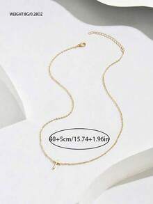 1 pieza Collar con colgante de cruz minimalista dorado, collar delicado de cadena clavicular para mujer, joyería delicada - 2179-0 - Ver 3