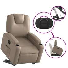 vidaXL Recliner With Lift Assistance Cappuccino-Brown Faux Leather - Jaune citron - Voir 6