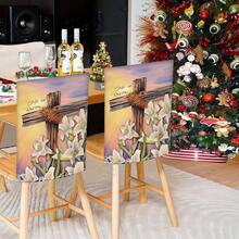 2/4/6 PIEZAS Funda de silla de Pascua con cruz y lirio blanco, funda de silla impresa con "Él ha resucitado", funda de silla removible y lavable para uso en fiestas religiosas, cocina y sala de estar - Lila Púrpura - Ver 9