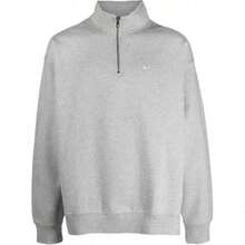 Suéter Nike Solo Swoosh de manga larga con media cremallera y logotipo bordado en color liso para hombre - Gris Oscuro - Ver 13
