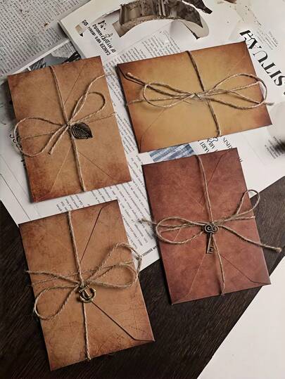 A Set Of 10 Vintage A5 Handwritten Love Letters, Including 2 Envelopes, 2 Pieces Of Twine, 2 Decorative Pieces, And 4 Sheets Of Letter Paper. Made Of High-Quality Faux Leather Paper, This Romantic Notebook Is Perfect For Writing Your Own Love Stories. An Ideal Valentine's Day, New Year's, Or Birthday Gift For Your Girlfriend, Best Friend, Or Family.