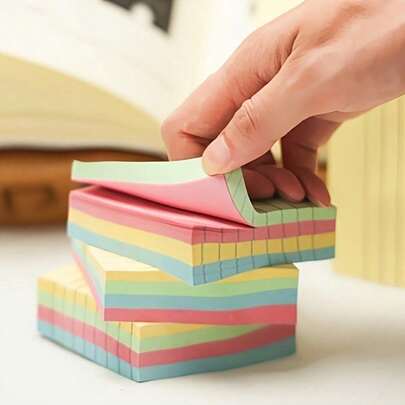 Conjunto de 200 blocos de notas adesivas coloridas, formato quadrado em 4 cores sortidas, ideais para anotações sobre vida pessoal e profissional, perfeitos para casa, escola e escritório.