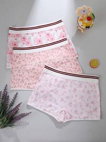 3pcs Women's Printed Hipster Panties, Comfortable Fabric, Pink Tone - Multicolor - View 2
