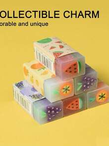 6pcs Random Cartoon Fruit Erasers, Suitable For Students Exam Pencil Eraser, Children Stationery, Drawing, Sketching, Office & School Supplies - Sets - View 4