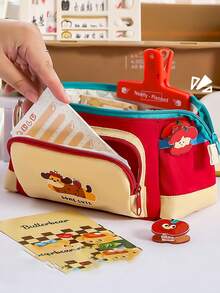 1个可爱卡通狗图案大容量8格高品质学生铅笔盒，文具收纳包，儿童返校礼物 - 莓果小狗 - 查看 4