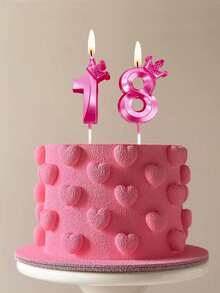 1件創意粉色皇冠造型0-9數字生日蠟燭，生日蛋糕裝飾，生日派對裝飾，適用於生日、週年紀念、性別揭曉派對、單身女派對、畢業典禮 - 粉色 - 查看 6