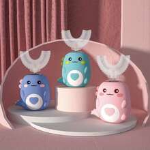 Rechargeable Cartoon Dinosaur Electric Toothbrush, 360° Full Coverage, Blue/Pink/Green, Suitable For 6-12 Years Old Children, 150mAh - Multicolor - View 9