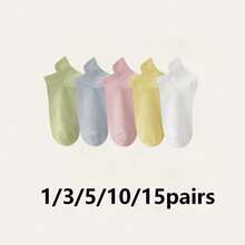 Calcetines tipo bailarina de colores macaron para mujer, calcetines cortos invisibles y transpirables, diseño simple y versátil antideslizante - Multicolor - Ver 12