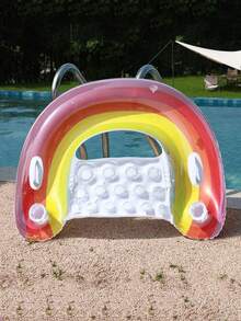 Inflatable U-Shaped Recliner Chair,Handed-Over Floating Water Seat With Water-Soluble Sequins, Rainbow U-Shaped Recliner, Floating Water Sofa, Hammock, Thick Swimming Ring With Cup Holes. - A - View 4