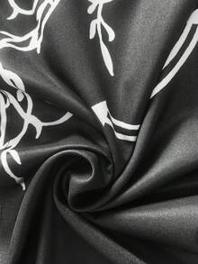 加大码男士西部牛仔复古花卉印花轻薄纽扣长袖斗牛士衬衫，吸汗 - 黑色 - 查看 5