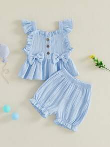 Baby Girls Tank Top Co-Ords - Blue - View 2
