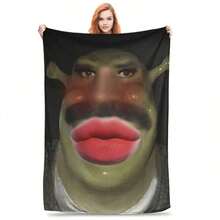 Shreks Pun Funny Meme Plush Blanket S S  Flannel Throw Blanket For Home Decor Warm  Quality Bedspread Birthday Gift - màu đen - Xem 1