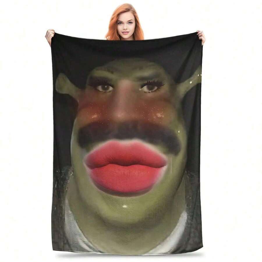 Shreks Pun Funny Meme Plush Blanket S S  Flannel Throw Blanket For Home Decor Warm  Quality Bedspread Birthday Gift - màu đen - Xem 1