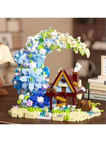 1000+ Pcs Building Castle Blocks, Dreamlike Castle Blocks High Difficulty Ornament Building Toy, Eternal Flower Moon Wooden House Sakura Tree Decor, 500+ Pcs Blooming Flower Series Blocks Eternal 3D Picture Frame Building Blocks Toy Desktop Hanging Decor, Suitable For Desktop Decoration, Birthday Gift, Christmas Gift, Holiday Gift, New Year Gift.