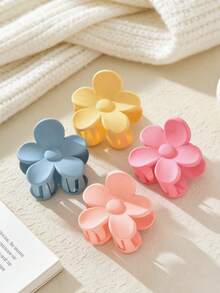 1个可爱花朵爪夹，简约时尚，百搭发夹，适合女孩佩戴 - 彩色 - 查看 1