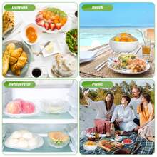 50/100/200/400 Pcs Disposable Bowl Lids, Elastic Rim Disposable Food Covers, Flexible Storage Packaging For Containers, Plastic Lids For Household Disposable Food Bags - Multicolor - View 10