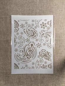 1pc White Plastic A4 Classic Paisley Pattern Drawing Template - Single Piece - View 1