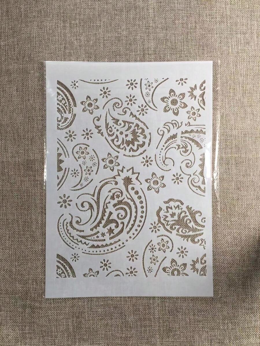 1pc White Plastic A4 Classic Paisley Pattern Drawing Template - Single Piece - View 1