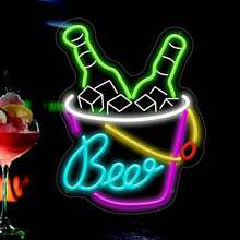 Letrero de neón de cerveza para decoración de pared, letrero de neón regulable, barra de luces LED para hombre, letrero de luz de cueva para recámara, hogar, bar, tienda, pub, bistró, fiesta, hotel - Tatuaje abierto - Ver 8