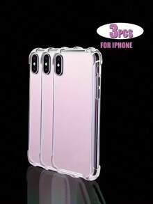 3件套高品质透明防摔TPU手机壳，适用于苹果17/17Pro/17ProMax/16/15/14/13/12/11/16Pro/16ProMax/16Plus/X/XSMax，柔软防震，保护手机后盖 - 無色 - 查看 5