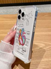 1pc Transparent Personalized Fashion Thickened Four Corners Anti-Fall Organ Print Phone Case, Compatible With Apple And Compatible With Samsung Series. For IPhone 17 /16/ 15/14/13/12/11/Plus/Pro/Pro Max 17Air And Galaxy S25/S24 Plus/S23/S22/S21 Ultra - 彩色 - 查看 1