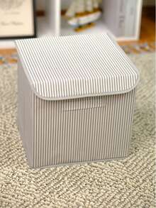 Gray Striped Lid Organizer And Storage Box 30x30x30 - Grey - View 3
