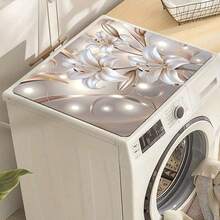 1pc Printed Dish Drying Mat, Washing Machine Top Cover, Daily Decor Drying Mat, Countertop Absorbent Pad, Quick-Dry Fridge Mat With Absorbency, Microwave Oven Protective Cover, Suitable For Modern Laundry Room And Kitchen Washer And Dryer Tops - Multicolor - View 3