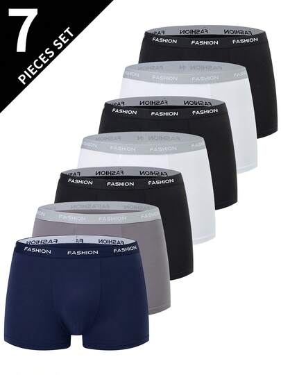 7条装加大码男士休闲平角内裤，透气弹力平角裤，运动短裤