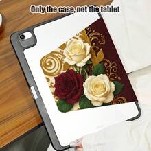 1pc Rose Pattern Flip Cover Desk Protective Case With Pen Slot, Compatible With IPad 10.9/10.2/Air 5th Gen/Pro 11/10th Gen/9.7/Air 2/IPad (7th Gen)/IPad (8th Gen)/IPad Air 4/5/Pad Pro 11/IPad 10.9" (2022), Smart Protective Cover, Suitable For IPad Air 13 (M3 2025)/Pad Air 11 (M3 2025)/Pad Air 11 (M3 2025)/Pad 11 (A16 2025), Compatible With Samsung S7/S8/S9/S6 Lite/S7+/S8+/S7FE/A7/A8/A9 - Multicolor - View 4