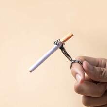 New Skull Palm Smoking Ring Personality Ring Cigarette Holder Thick Cigarette Handheld Portable Anti-Scald Tool - 銀色戒指 - 查看 4