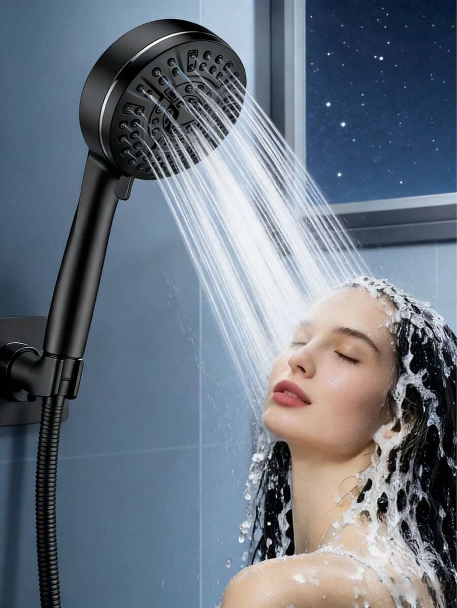 8 Modes Shower Head High Pressure Shower Head Water Saving Adjustable High Pressure Shower Head Bathroom Accessories - black - 查看 1