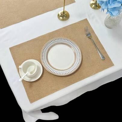 Rectangular Multipurpose Linen Placemat, 46cm*31cm, Suitable For Outdoor Picnics, Birthday Parties, Weddings, Valentine's Day, Back To School, Restaurant Parties, Dining Table Decor