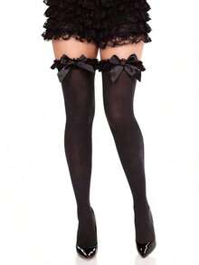 1 Pairs Women's Cable Boot Socks Extra Long Thigh High Winter Stockings Over Knee Leg Warmers ERGG - 1雙黑絲 - 查看 7