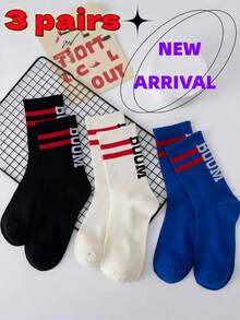 3 đôi tất nam công sở & thể thao, tất dài đến bắp chân kiểu mới, thoáng khí, thấm hút mồ hôi, đa năng, tất thời trang dài đến bắp chân. - Nhiều màu - Xem 3