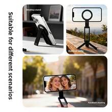 可调节ABS三合一磁吸三脚架，兼容 16/15/14/13/12 Plus Pro Max系列，360°可调节超轻ABS迷你三脚架，带1/4英寸接口 | 可折叠口袋手机支架，兼容安卓手机，生日礼物，送给家人朋友的理想之选，夏季浴室厨房好礼，承重力强，旅行必备，情人节礼物 - 黑色 - 查看 3