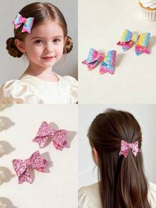 Bộ 2 kẹp tóc nơ lấp lấp lánh cho bé gái, kẹp tóc dễ thương, nhẹ không gây hư tổn, phụ kiện đa năng dùng hàng ngày/đi học/du lịch, phong cách công chúa. - Nhiều màu - Xem 6
