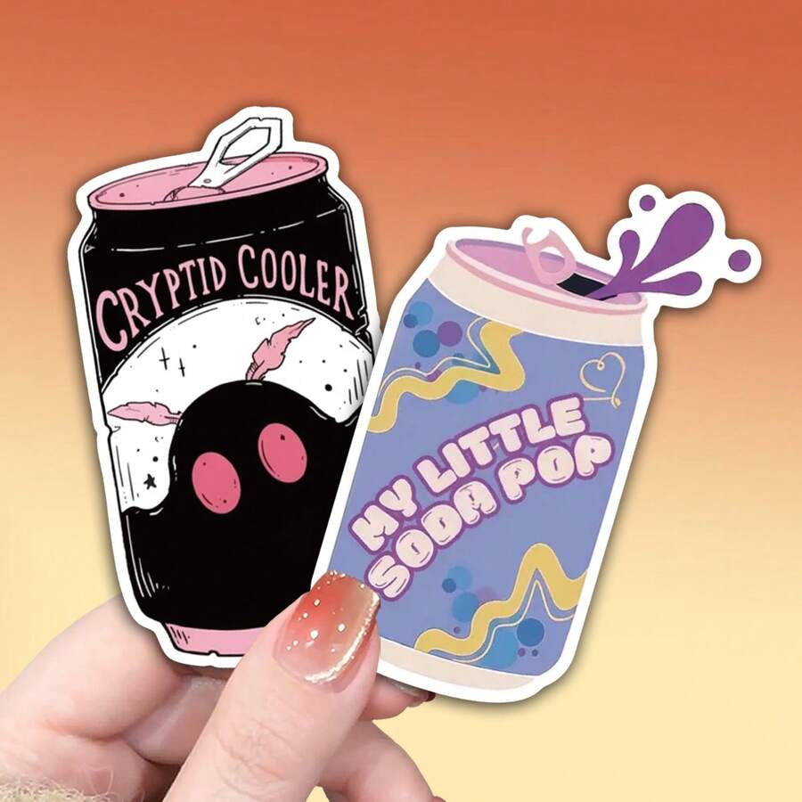 Hình dán hoạt hình lon nước ngọt, hình ảnh sinh vật huyền bí Mothman theo phong cách Gothic & Retro Kawaii, hình dán vinyl chống thấm nước dùng cho laptop, bình nước, trang trí sổ lưu niệm DIY, phụ kiện làm sổ lưu niệm.